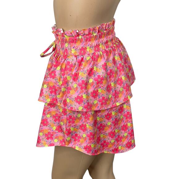 Love Shack Fancy Citrine Passion Sound Beach Floral Ruffle Mini Skirt SZ XS - Picture 10 of 13